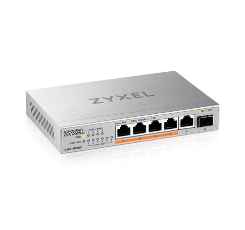 Zyxel XMG-105HP Beállítást nem igénylő (unmanaged) 2.5G Ethernet (100/1000/2500) Ethernet-áramellátás (PoE) támogatása Ezüst