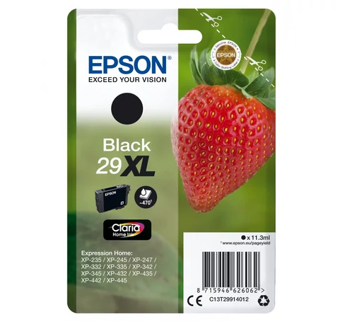Epson Strawberry C13T29914012 tintapatron 1 dB Eredeti Nagy (XL) kapacitású Fekete