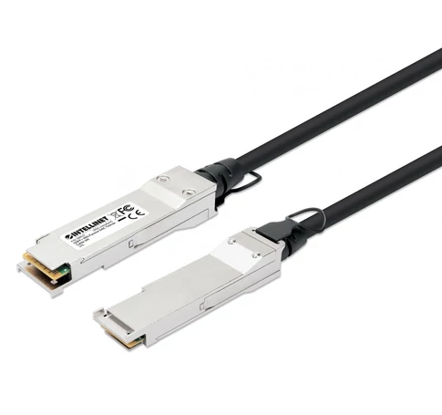 Intellinet 508537 InfiniBand és száloptikai kábel 3 M QSFP+ Fekete, Ezüst