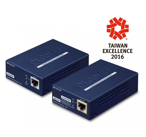 PLANET LRP-101U-KIT hálózati bővítő Hálózati adó- és vevőegység Kék 10, 100 Mbit/s