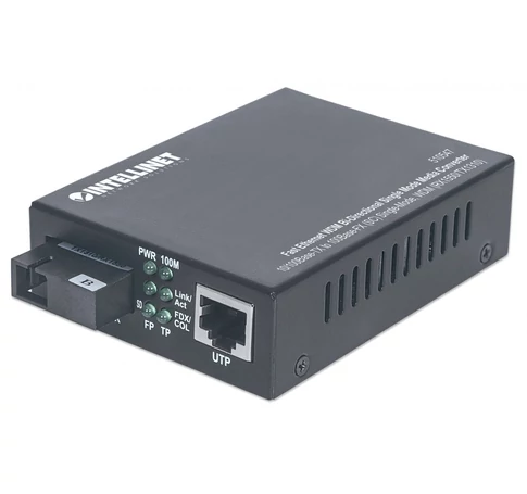 Intellinet 510547 hálózati média konverter 100 Mbit/s Single-mode Fekete