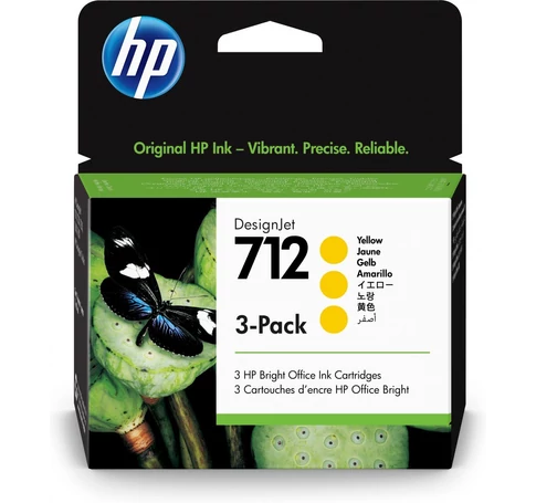 HP 712 3-pack 29-ml Yellow DesignJet Ink Cartridge