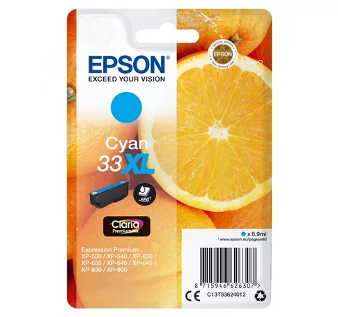 Epson Oranges C13T33624012 tintapatron 1 db Eredeti Nagy (XL) kapacitású Cián