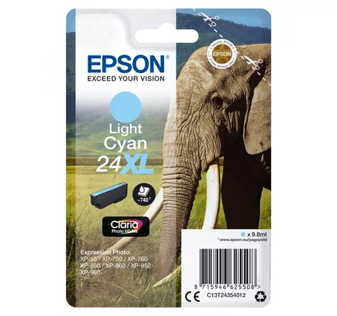 Epson Elephant C13T24354012 tintapatron 1 db Eredeti Nagy (XL) kapacitású Világos ciánkék