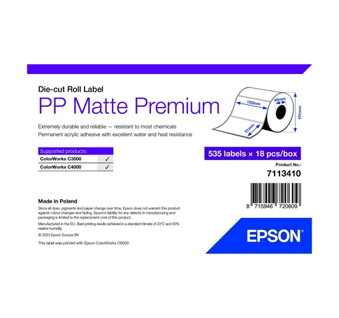 Epson 7113410 nyomtató címke Fehér Öntapadós nyomtatócimke