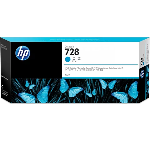 HP 728 300-ml Cyan DesignJet Ink Cartridge