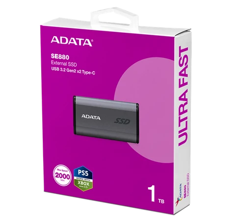 ADATA SSD Külső USB 3.2 1TB SE880 Elite, Type-C, Szürke