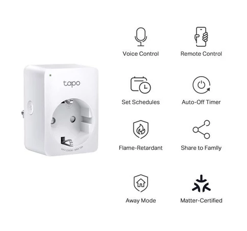 TP-Link TAPO P100M intelligens csatlakozó 2300 W Otthoni, Irodai Fehér