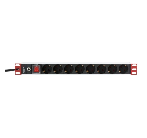 Techly I-CASE STRIP-61UDIT 19" 1U Áramelosztó X8 - Schuko aljzatok