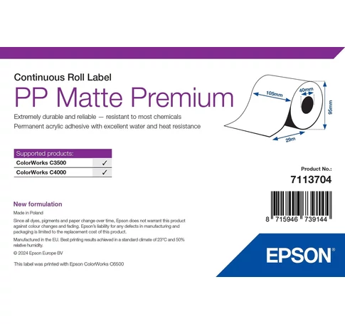 Epson 7113704 nyomtató címke Fehér Öntapadós nyomtatócimke
