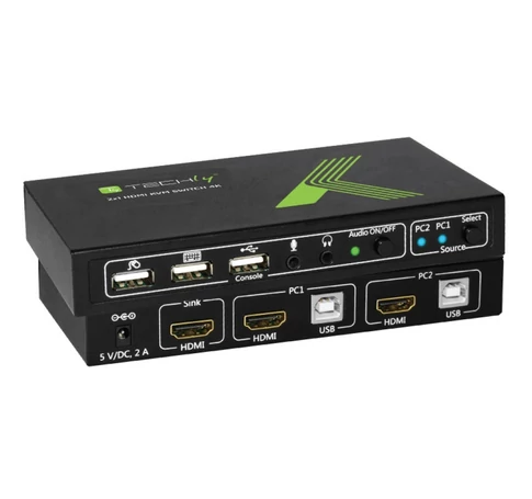Techly IDATA KVM-HDMI2U KVM kapcsoló 2x1 HDMI/USB 4K60Hz USB 2.0-val