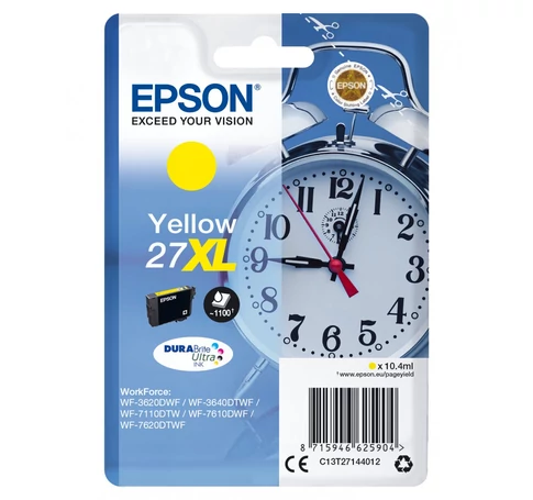 Epson Alarm clock C13T27144012 tintapatron 1 db Eredeti Nagy (XL) kapacitású Sárga