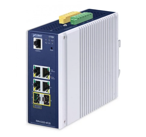 PLANET TSN-5225-4T2S hálózati kapcsoló Vezérelt L2+ Gigabit Ethernet (10/100/1000) Alumínium, Kék