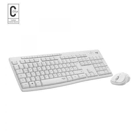 Logitech 920-009824 billentyűzet Egér mellékelve Irodai Vezeték nélküli RF QWERTY Nemzetközi amerikai Fehér