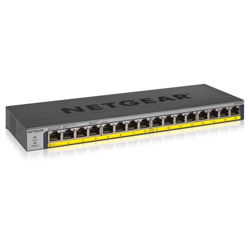 NETGEAR GS116LP Beállítást nem igénylő (unmanaged) Gigabit Ethernet (10/100/1000) Ethernet-áramellátás (PoE) támogatása Fekete