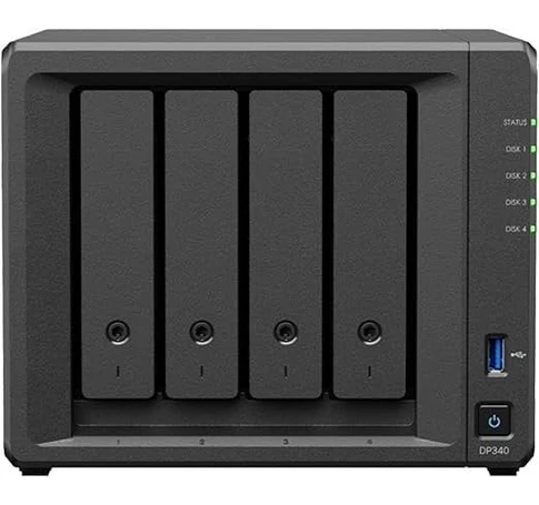 Synology DP340 tárolószerver NAS Asztali R1600 16 GB 32 TB HDD Fekete