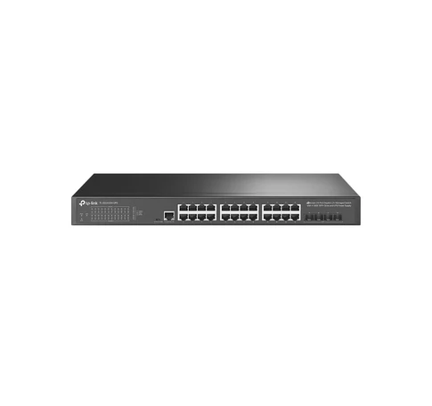 TP-Link JetStream TL-SG3428X-UPS hálózati kapcsoló Vezérelt L2+/L3 Gigabit Ethernet (10/100/1000) 1U Fekete