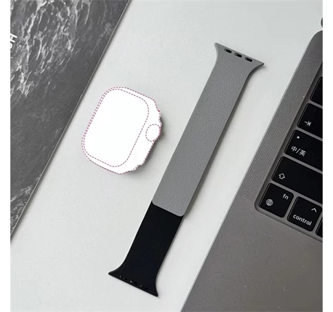 BLACKBIRD Szíj Iwatch készülékhez LITCHI Fekete Szürke 42/44/45/46/49 mm