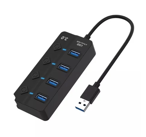 BLACKBIRD USB 3.0 HUB 4 port, kapcsolóval
