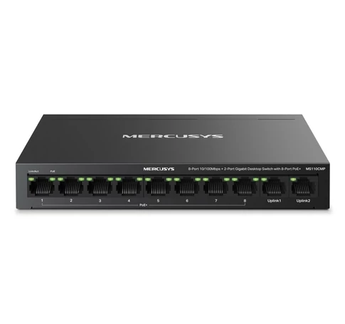 Mercusys MS110CMP hálózati kapcsoló Fast Ethernet (10/100) Ethernet-áramellátás (PoE) támogatása Fekete