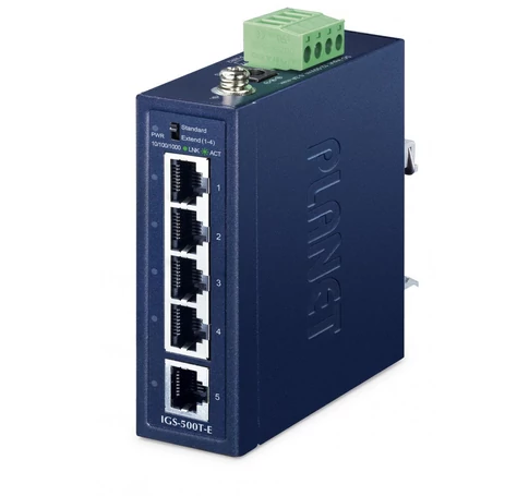 PLANET IGS-500T-E hálózati kapcsoló Beállítást nem igénylő (unmanaged) Gigabit Ethernet (10/100/1000) Kék