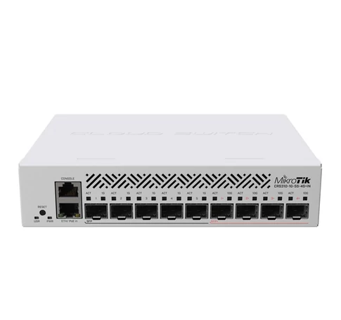 Mikrotik CRS310-1G-5S-4S+IN L3 Gigabit Ethernet switch (10/100/1000) PoE in támogatással (PoE out támogatás nélkül) 1U