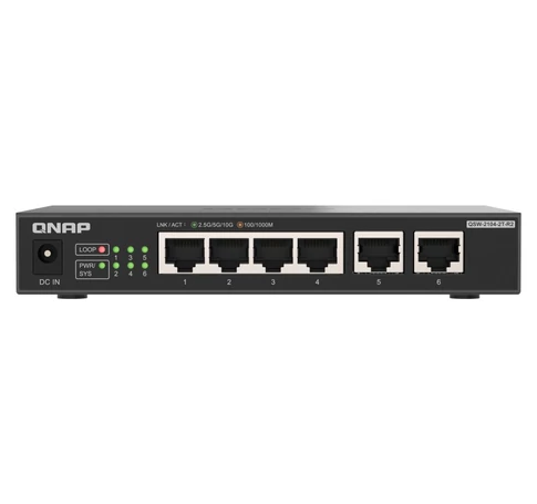 QNAP QSW-2104-2T-R2 hálózati kapcsoló Beállítást nem igénylő (unmanaged) 10G Ethernet (100/1000/10000) Asztali Fekete