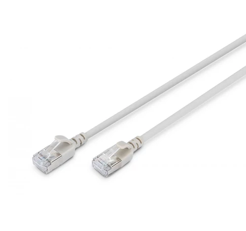 Slim RJ45-RJ45 patch kábel, Cat. 6A, F/FTP, AWG 32/7, LSOH, 0,5 m, szürke