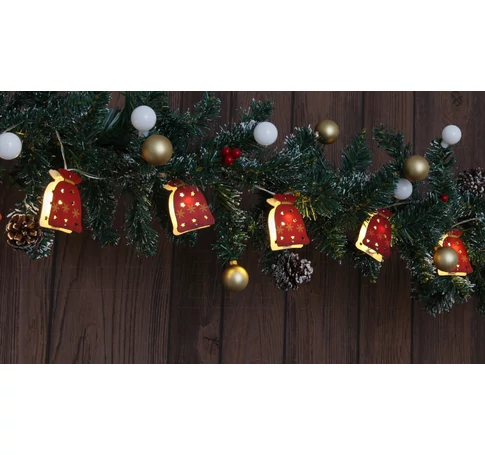 LED karácsonyi lánc, csomag, elemes (X22067)  Timer 6+18h,10LED, 3000K, 2xAA