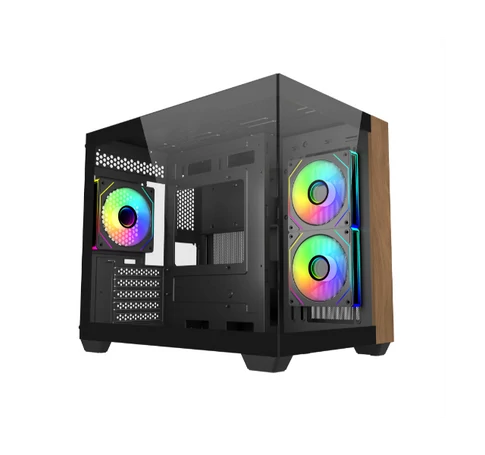 COOLER MASTER Ház ITX/Micro-ATX ELITE 481 Wood,Tápegység nélkül, Fekete