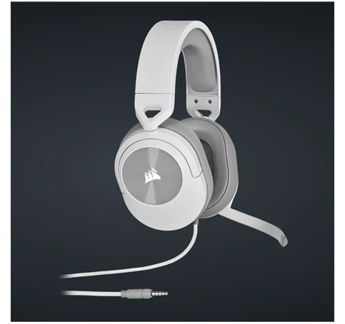 CORSAIR Vezetékes Headset, HS55 Gaming, Ultrakönnyű, Jack dugós, fehér