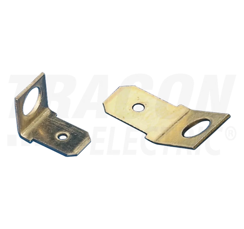 Csavaros rögzítésű szigeteletlen csatlakozó csap, sárgaréz  6,3x0,8mm 45°, M4