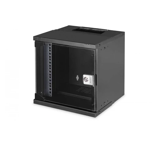 10" 6U falra szerelhető hálózati szekrény, SOHO PRO 325 x 315 x 300 mm, üvegajtó, fekete, szétszerelve, 30 kg