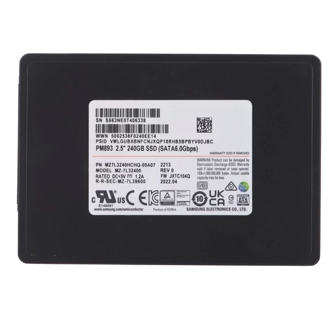 SSD Samsung PM893 240GB SATA 2.5" MZ7L3240HCHQ-00A07 (DWPD 1)