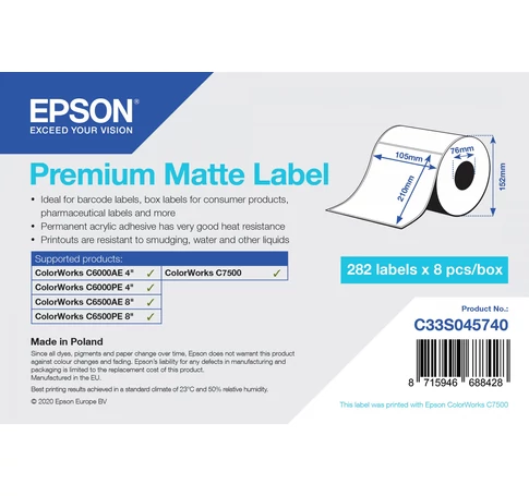 Epson C33S045740 nyomtató címke Öntapadós nyomtatócimke