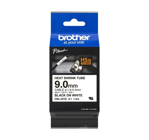 Brother HSE-221E címkéző szalag Fehéren fekete