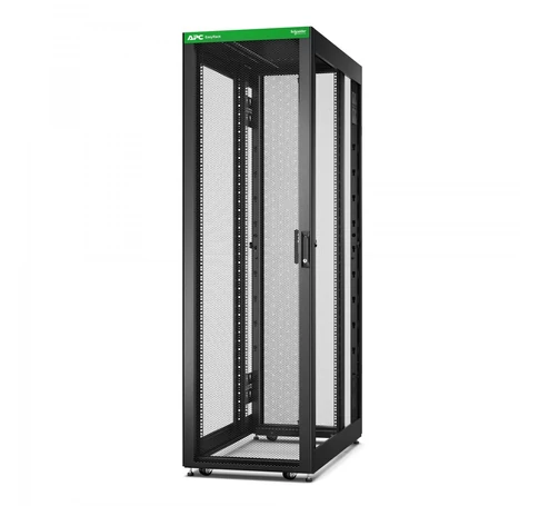 Könnyű Rack 600mm/42U/1200mm, tetővel, kerekekkel, lábakkal és 4 konzollal, oldalsó panelek nélkül, fekete