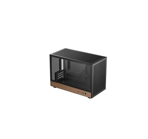 DEEPCOOL Ház Micro-ATX CH260 WOOD, Tápegység nélkül, Fekete, Üvegfalú