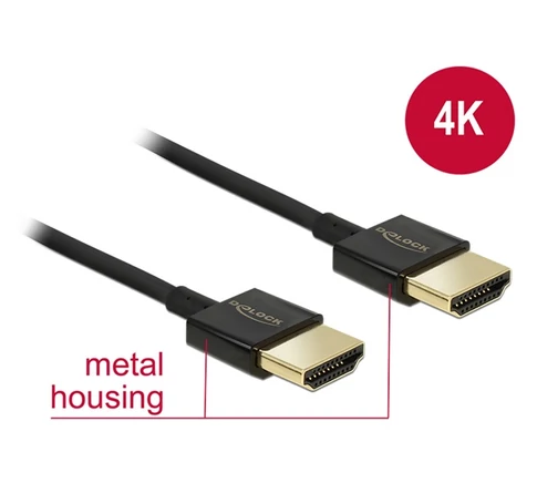 DELOCK kábel HDMI male / male összekötő 3D 4K Slim Premium 2m