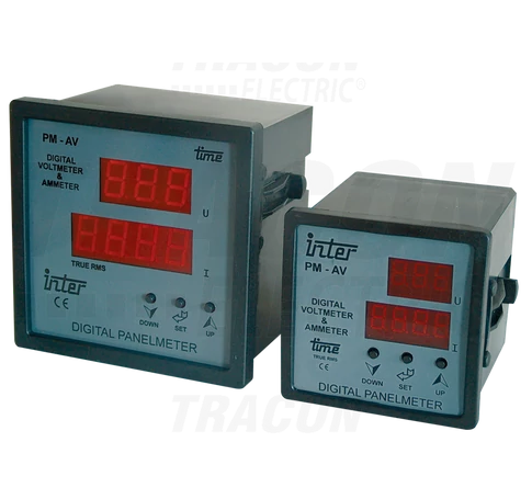 Digitális amper és voltmérő állítható áramváltó áttétellel  96×96mm, 500V AC, 0-9500/5A AC
