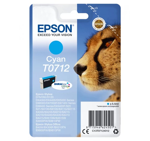 Epson Cheetah T0712 tintapatron 1 db Eredeti Cián