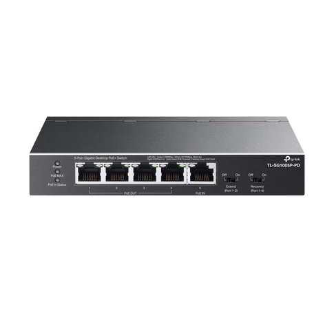 TP-Link TL-SG1005P-PD hálózati kapcsoló Gigabit Ethernet (10/100/1000) Ethernet-áramellátás (PoE) támogatása Fekete