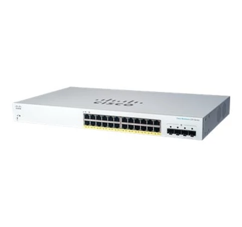 Cisco CBS220-24P-4G Vezérelt L2 Gigabit Ethernet (10/100/1000) Ethernet-áramellátás (PoE) támogatása 1U Fehér
