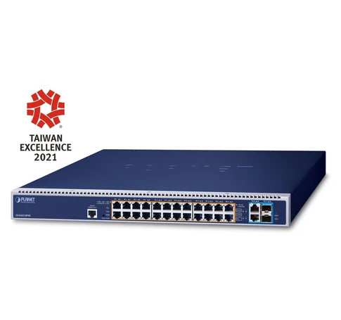 PLANET GS-6322-24P4X hálózati kapcsoló Vezérelt L3 10G Ethernet (100/1000/10000) 1U Kék