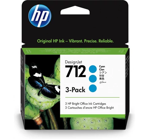 HP 712 3-pack 29-ml Cyan DesignJet Ink Cartridge