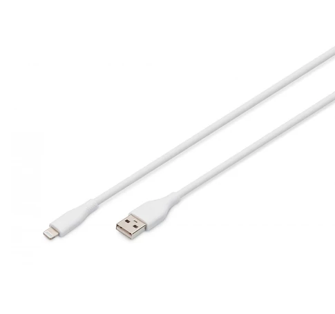 Szilikon USB-A - Lightning tápkábel, USB 2.0 12W, MFI, 1m fehér