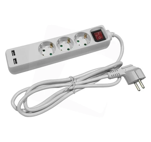 Entac ESE15G33SWUSB ELOSZTÓ 3 FOGLALAT KAPCSOLÓVAL 3M 3G1,5 2 USB