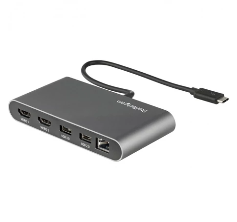 StarTech.com TB3DKM2HDL dokkoló állomás és port replikátor Vezetékes Thunderbolt 3 Szürke