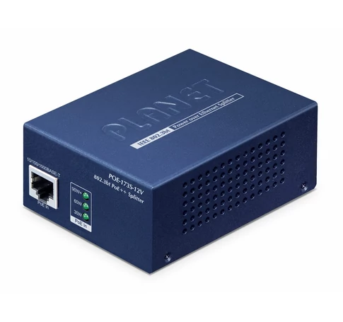 PLANET POE-173S-12V hálózati elosztó Ethernet-áramellátás (PoE) támogatása Kék