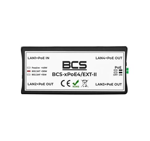 BCS BCS-xPoE4/EXT-II Kezeltlen PoE Hosszabbító Hálózathoz